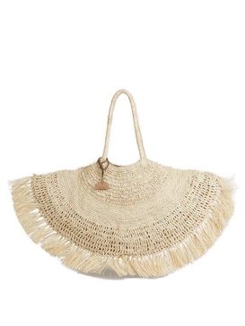 Cult Gaia Lucia Woven Fringed-Edge Tote Bag