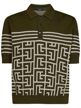 Balmain Monogram Knitted Polo Shirt