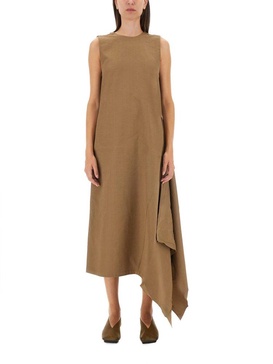 Uma Wang V-Back Draped Sleeveless Dress