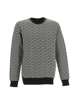 Balmain Monogram Patterned Crewneck Jumper