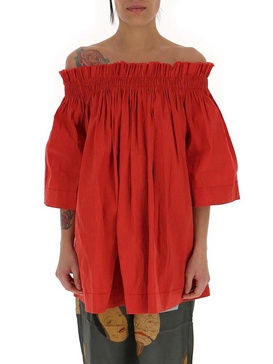 Uma Wang Off-Shoulder Draped Blouse