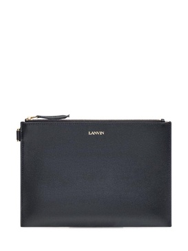 Lanvin Logo Printed Zipped Clutch Bag