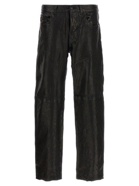 Diesel P-Macs-Lth Textured Waxed Leather Trousers