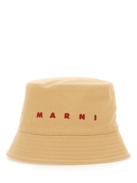 Marni Logo Embroidered Twill Bucket Hat