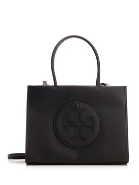 'ella Small' Black Tote Bag With Tonal Logo Detail In Nylon Woman