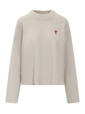 AMI Paris Ami de Coeur Logo Embroidered Knitted Jumper