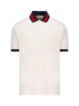 Web stripe-collar piqué polo shirt