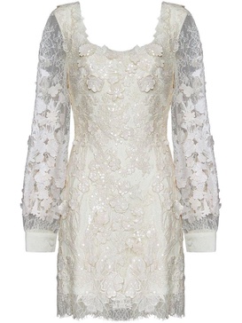 Elie Saab Sequin-Embellished Square Neck Mini Dress