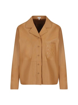 Loewe Logo Embossed Leather Jacket