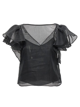 Karl Lagerfeld Ruffled-Trim Straight Hem Blouse