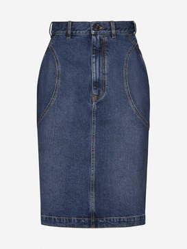 denim midi skirt in seven