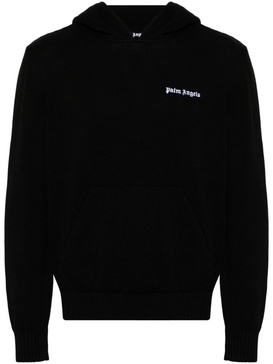 logo-embroidered knitted hoodie