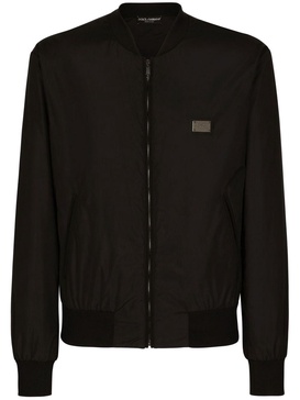 Black Logo Plaque Bomber Jacket