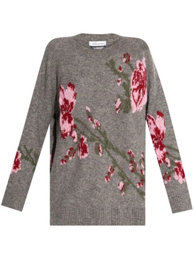 floral-embroidered jumper