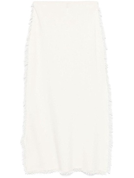 Wool blend Grace long skirt with fringes