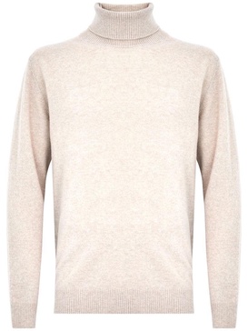 High-neck sweater in grey merino wool and cashmere