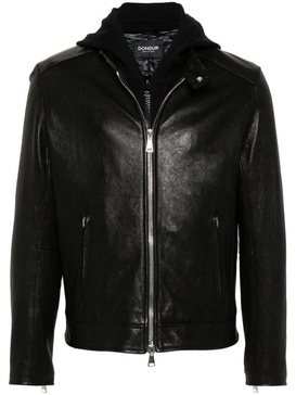 Lamb leather jacket with hood