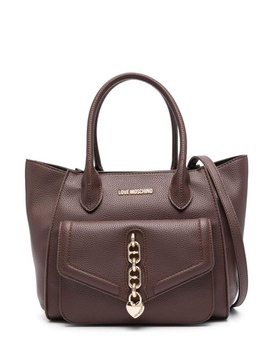 Brown faux leather handbag with gold insert