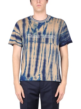 Wales Bonner Logo Printed Tie-Dyed Crewneck T-Shirt