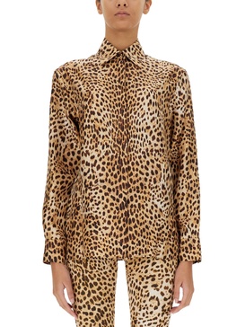 Roberto Cavalli Leopard Printed Long-Sleeved Shirt