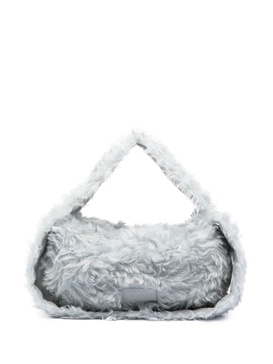 round-shape faux-fur tote bag