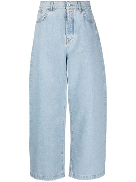 wide-leg denim trousers