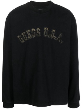 faded logo-print crew-neck sweatshirt