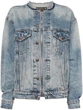 collarless trucker jacket