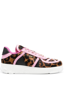 leopard-print lace-up sneakers