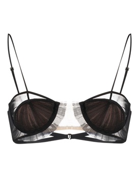 panelled semi-sheer bra