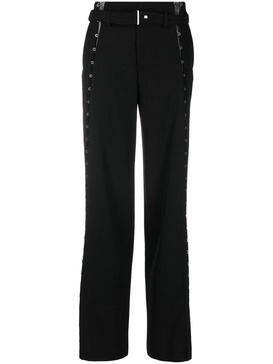 hook-detailed wide leg trousers