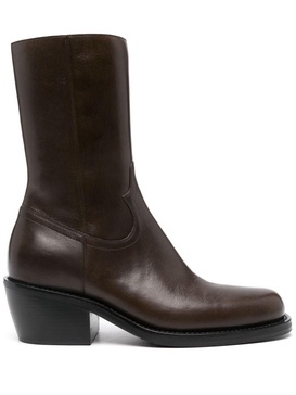 mid-calf leather boots