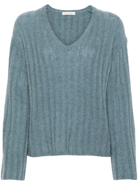 V-neck chunky-ribbed jumper