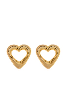 logo-engraved heart earrings