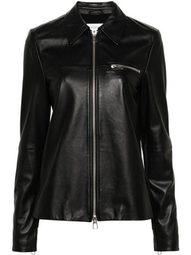 zipped leather jacket