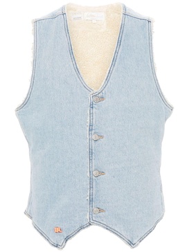 logo-embroidered denim gilet