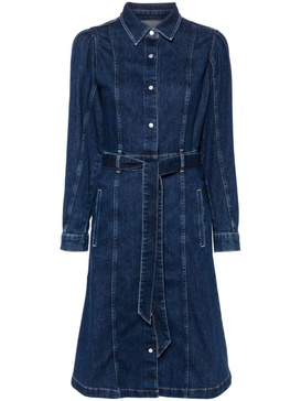 puff-sleeve denim dress