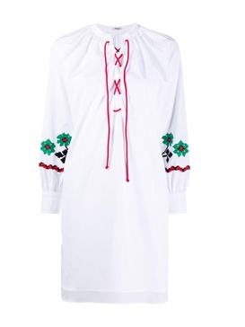 drawstring floral embroidered tunic