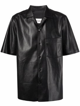 Camp faux-leather shirt