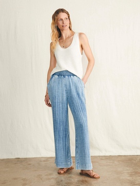 Dream Cotton Gauze Wide Leg Pant - Light Indigo Wash