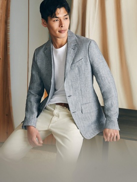 Reserve Linen Herringbone Blazer - Light Graphite Herringbone