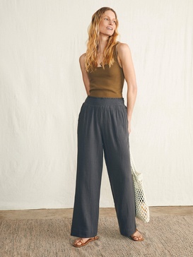 Dream Cotton Gauze Wide Leg Pant - Washed Black