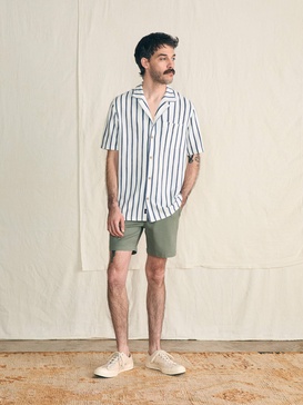 Short-Sleeve Cabana Towel Terry Shirt - Ivory Storm Stripe