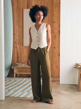 Monterey Linen Pant - Military Olive