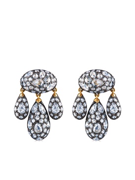 18kt gold diamond Modern Girandole pendant earrings