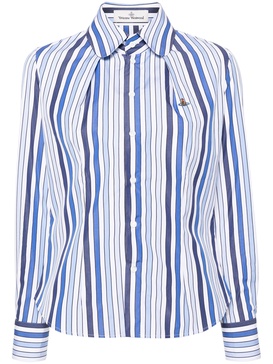 Orb-embroidered striped shirt