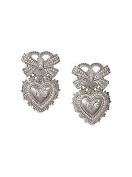 18kt white gold Devotion diamond sacred heart earrings