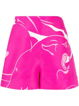 Faille Panther silk shorts