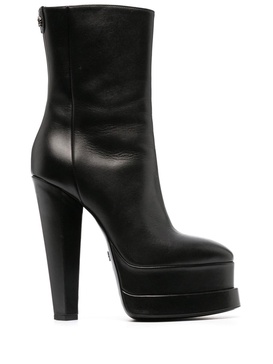 153mm leather platform boots