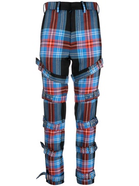 tartan buckled straight-leg trousers